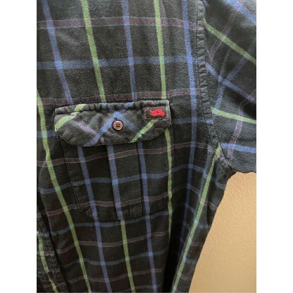 Tony Hawk Medium Plaid Flannel Collared Long Sleeve Button up  Blue Green - Picture 3 of 11